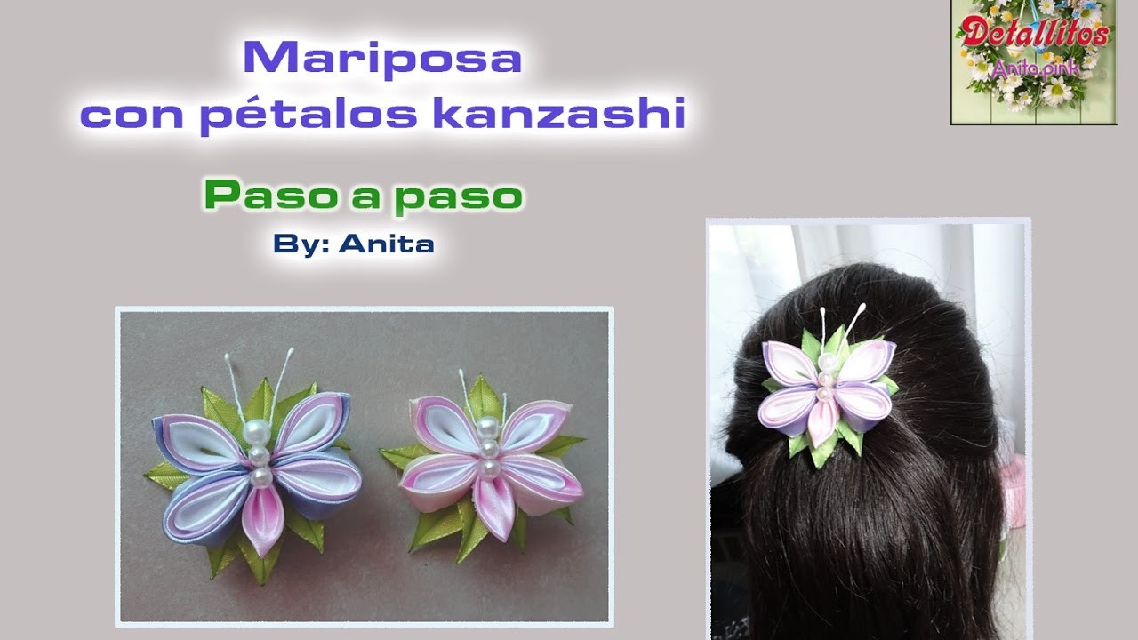 Mariposa de pétalos kanzashi