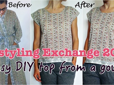 Restyling Exchange 2017 | Easy DIY top from a gown | Camiseta DIY fácil a partir de una bata