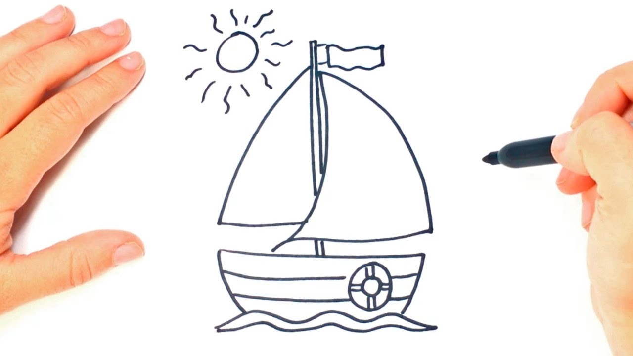Como dibujar un Barco Velero paso a paso | Dibujo facil de Barco Velero
