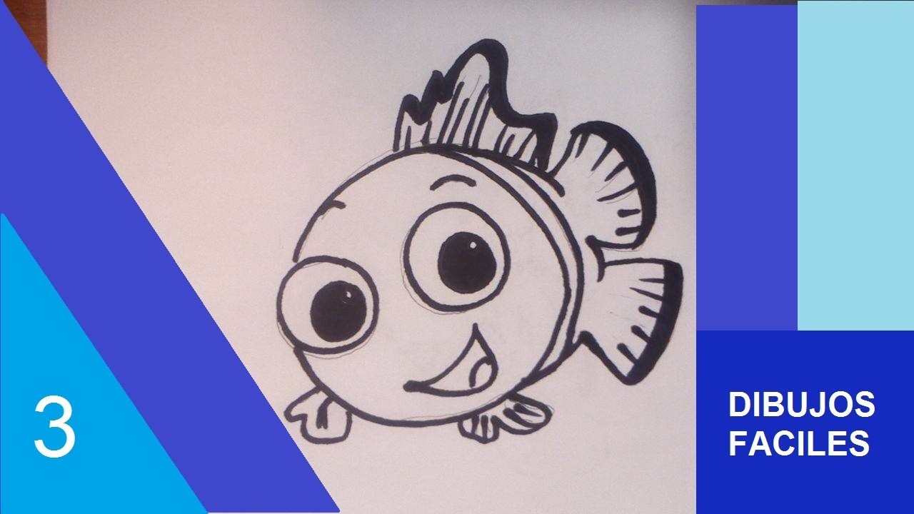 Como dibujar un pez payaso facil paso a paso- How to draw a clown fish easy step by step