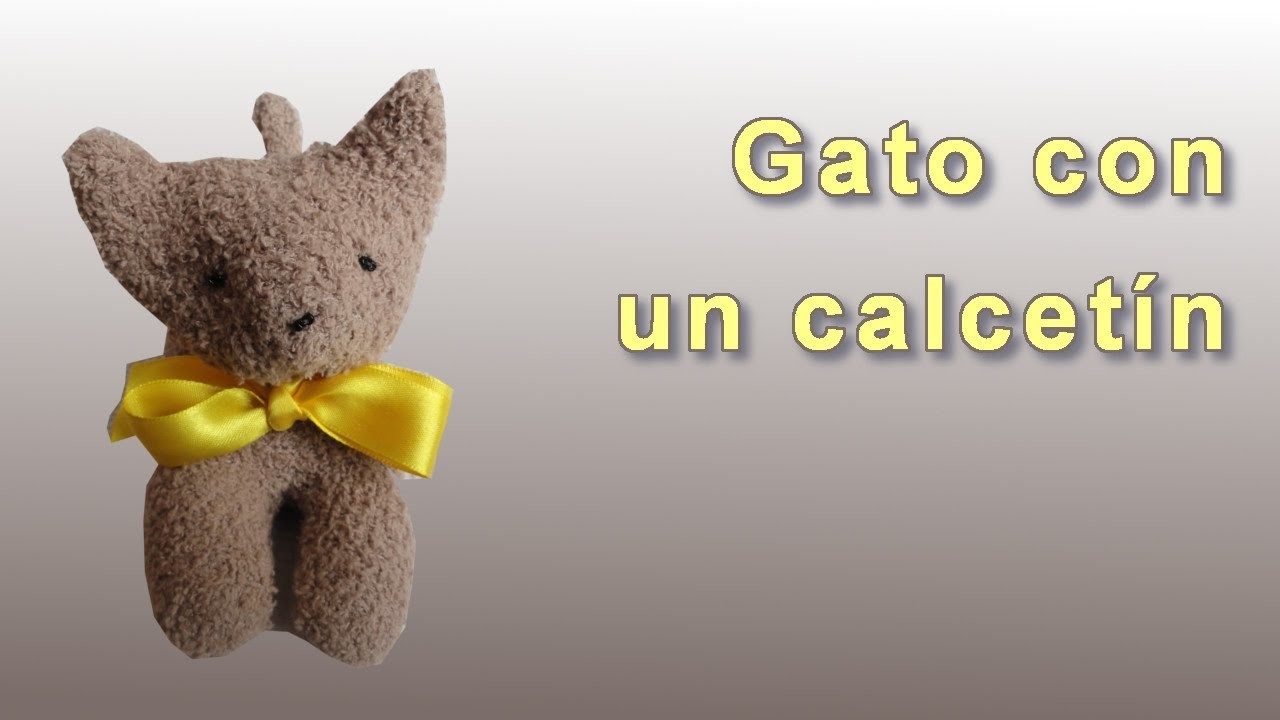 Como hacer gatito peluche hecho con calcetines. How to make stuffed animal with sock. Diy