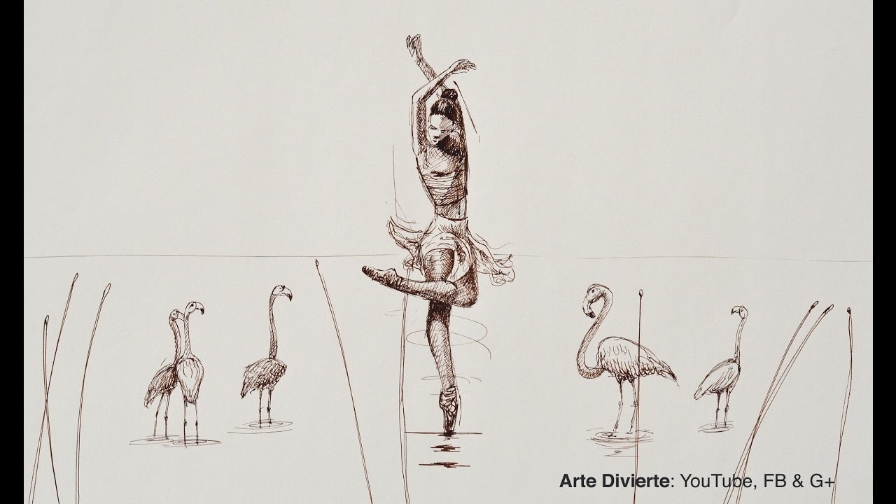 Cómo hacer una boceto - Bailarina (surrealista) con pluma fuente