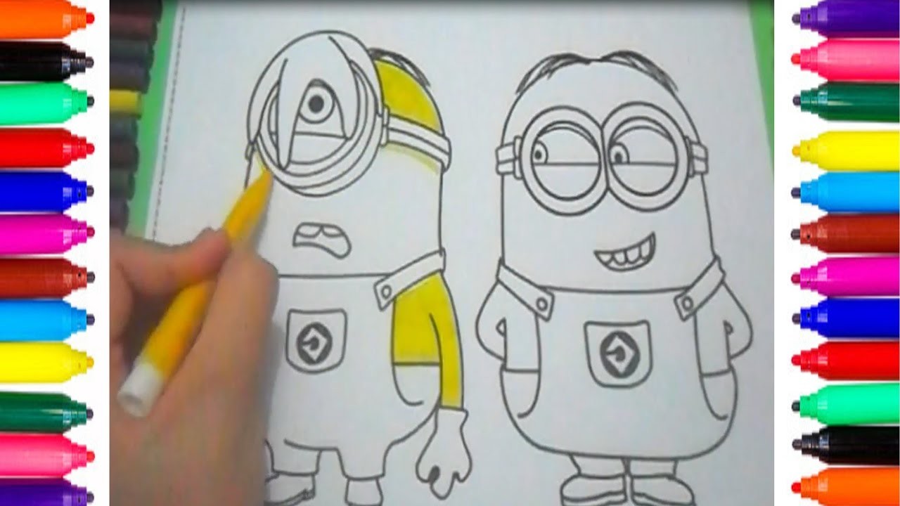Cómo pintar Minions Dibujos para colorear para niños. Video para niños Minions