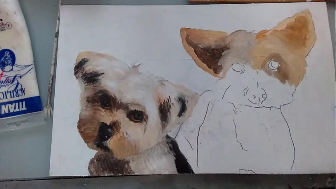 Como pintar perros en Acrílico, Leo y Noa