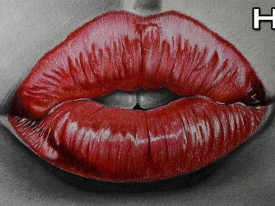 Dibujo Realista de unos Labios Rojos con Lápices de Colores - Labios sensuales