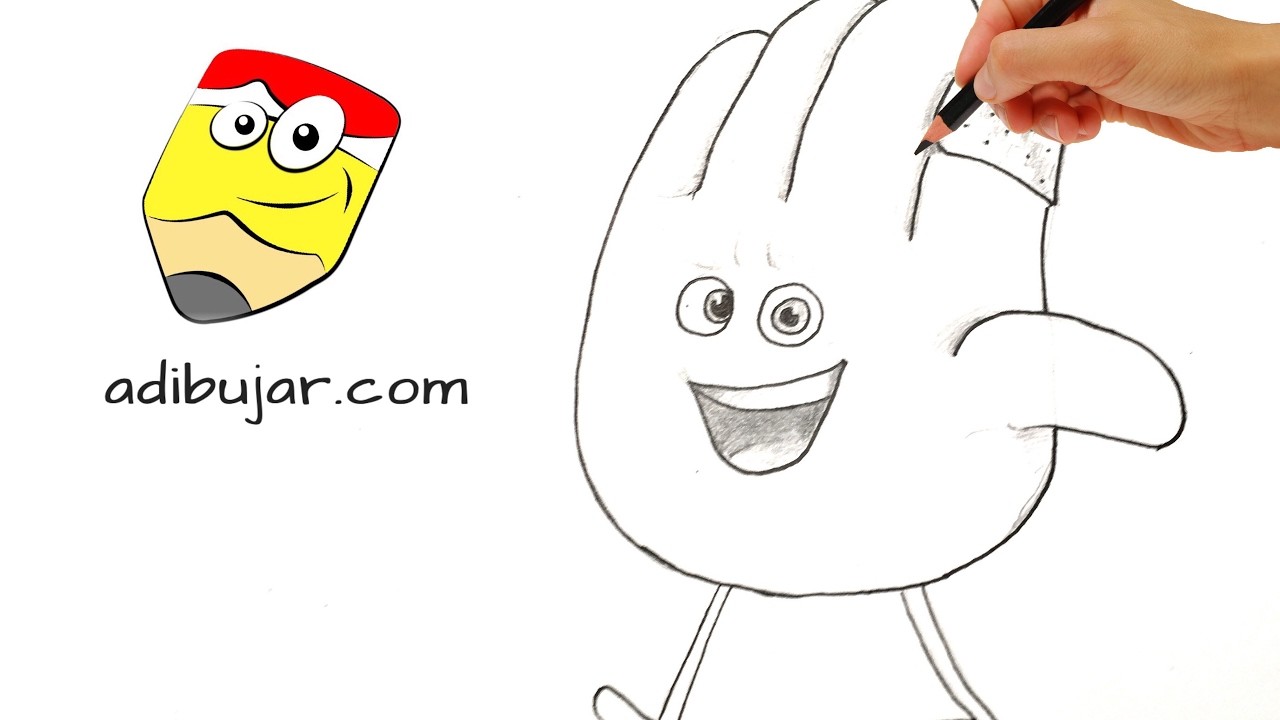 Emoji: La película - Cómo dibujar a Hi-5 (mano). Dibujos a lápiz paso a paso #emojilapeli