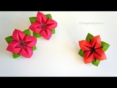Flor de papel origami (Audio Español) - How to make paper Rose Flower