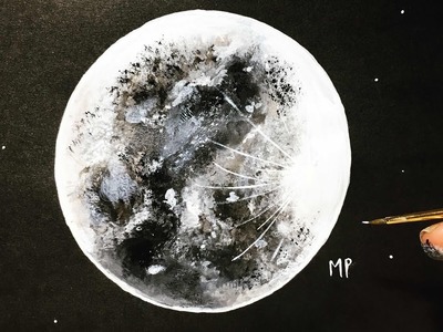LUNA CON ACRÍLICO ( Como pintar una luna ) - PASO A PASO