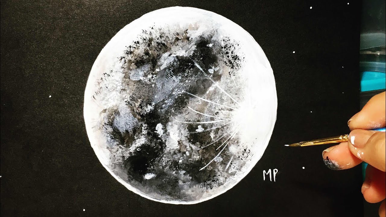 LUNA CON ACRÍLICO ( Como pintar una luna ) - PASO A PASO