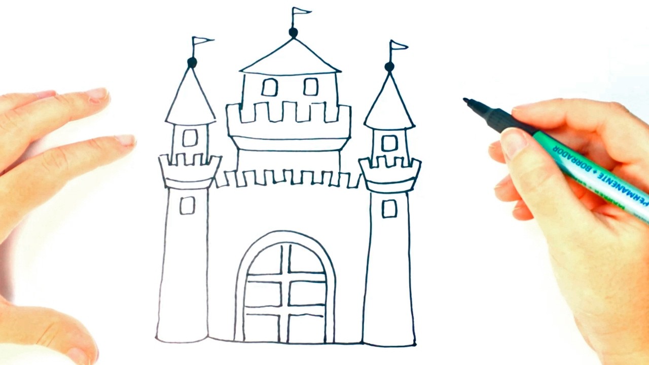 Cómo dibujar un Castillo paso a paso | Dibujo fácil de Castillo