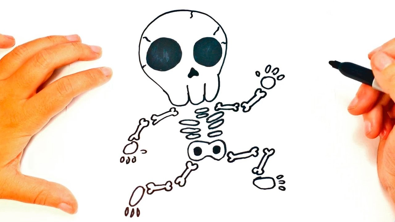 Cómo dibujar un Esqueleto para niños | Dibujo de Esqueleto paso a paso