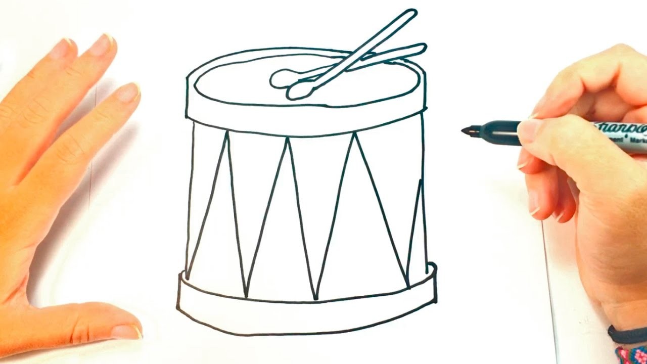 Cómo dibujar un Tambor para niños | Dibujo de Tambor paso a paso