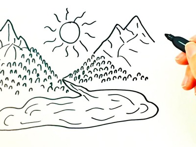 Cómo dibujar una Montaña para niños | Dibujo de una Montaña paso a paso