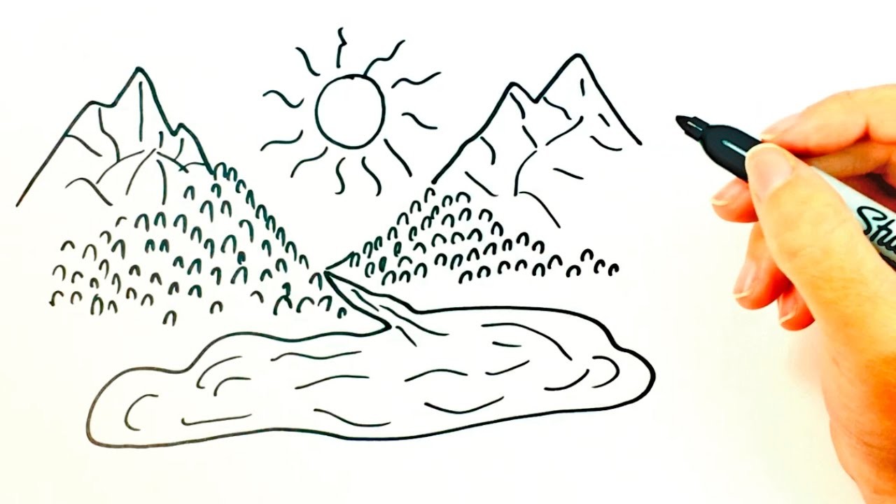 Cómo dibujar una Montaña para niños | Dibujo de una Montaña paso a paso