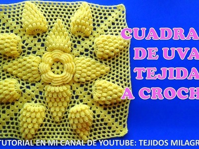 Cuadrado de Uvas a crochet paso a paso para Colchas y Cojines VIDEO TUTORIAL