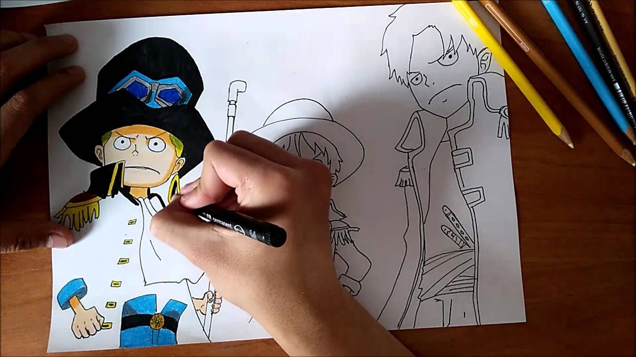 Dibujando a Sabo, Luffy y Ace - One Piece