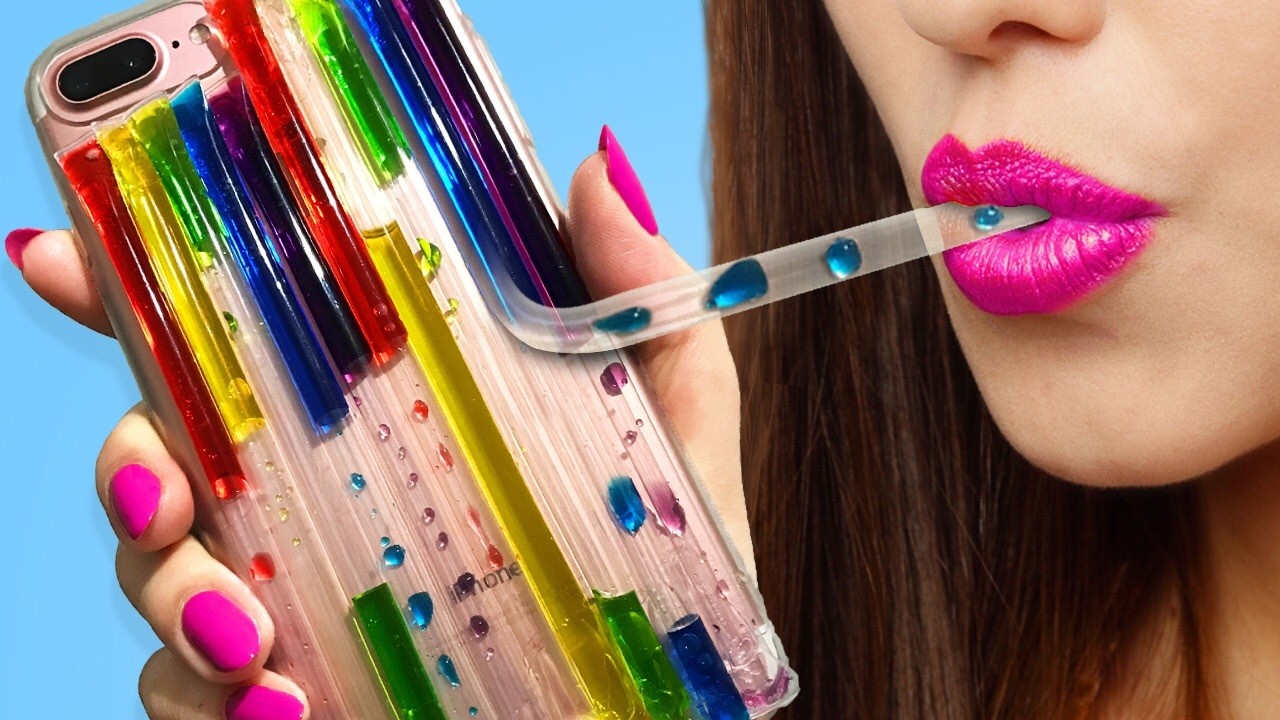 Haz Una FUNDA LIQUIDA DE ARCOIRIS Para tu Cel!