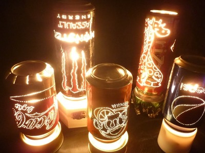 Lámpara Giratoria hecha con Latas de Bebidas. Rotating lamp with Can of Coke