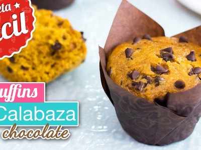 Muffins de CALABAZA y CHOCOLATE | Receta FÁCIL | Quiero Cupcakes!