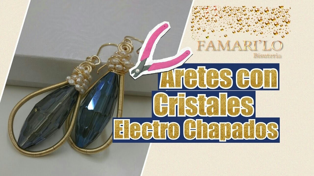 Aretes con cristales electrochapados (alambrissmo)