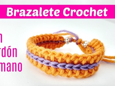 Brazalete crochet hecho con cordón rumano