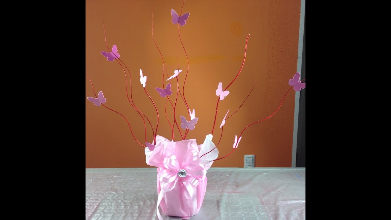 Centro de mesa con mariposas para XV años Centerpiece with buterflies for party fifteen years