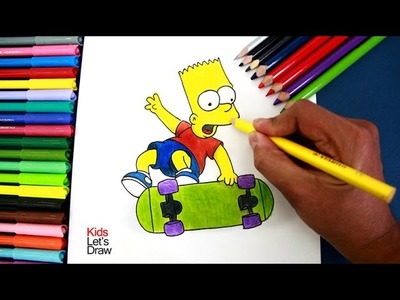 Cómo dibujar a BART SIMPSON con su patineta | How to draw Bart Simpson (The Simpsons)