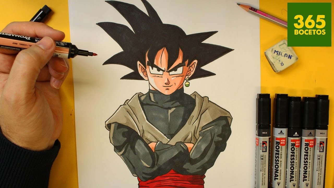 COMO DIBUJAR A GOKU BLACK PASO A PASO - How to draw Goku Black - tutorial facil
