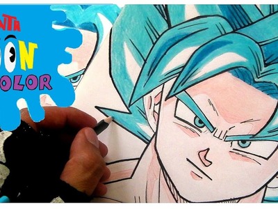 Como dibujar a Goku ssj dios azul PARTE 2--COLOREARLO-DE VERDAD APRENDES!