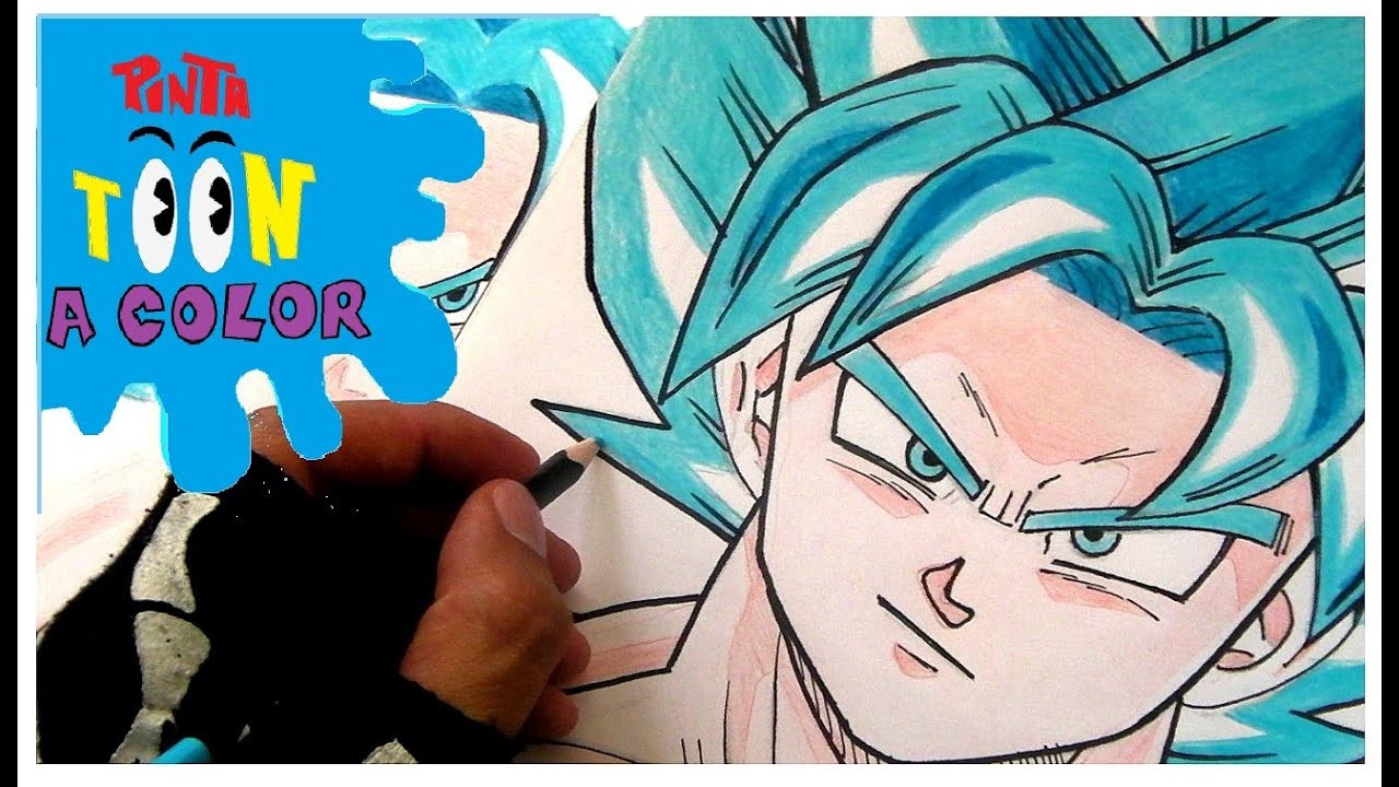 Como dibujar a Goku ssj dios azul PARTE 2--COLOREARLO-DE VERDAD APRENDES!