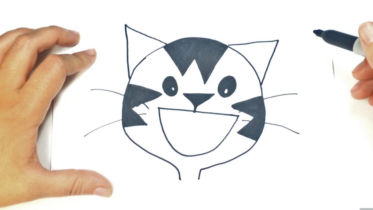 Cómo dibujar la cara de un Gato paso a paso | Dibujo fácil de la cara de un Gato