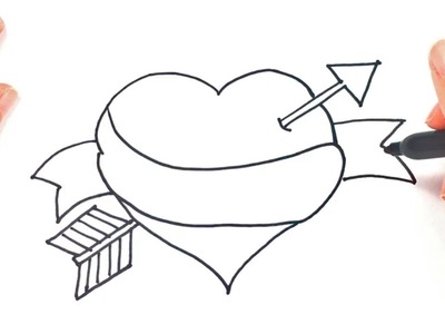 Cómo dibujar un Corazón con Flecha paso a paso | Dibujo fácil de Corazón con Flecha