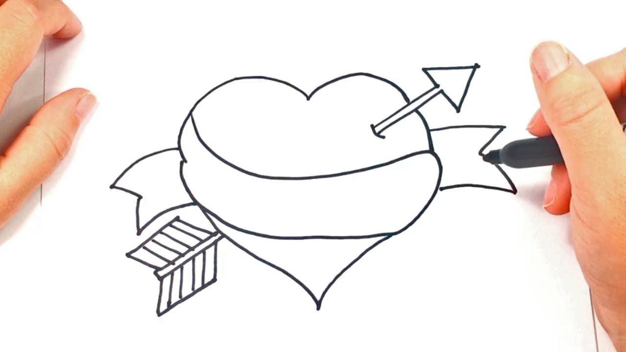 Cómo dibujar un Corazón con Flecha paso a paso | Dibujo fácil de Corazón con Flecha