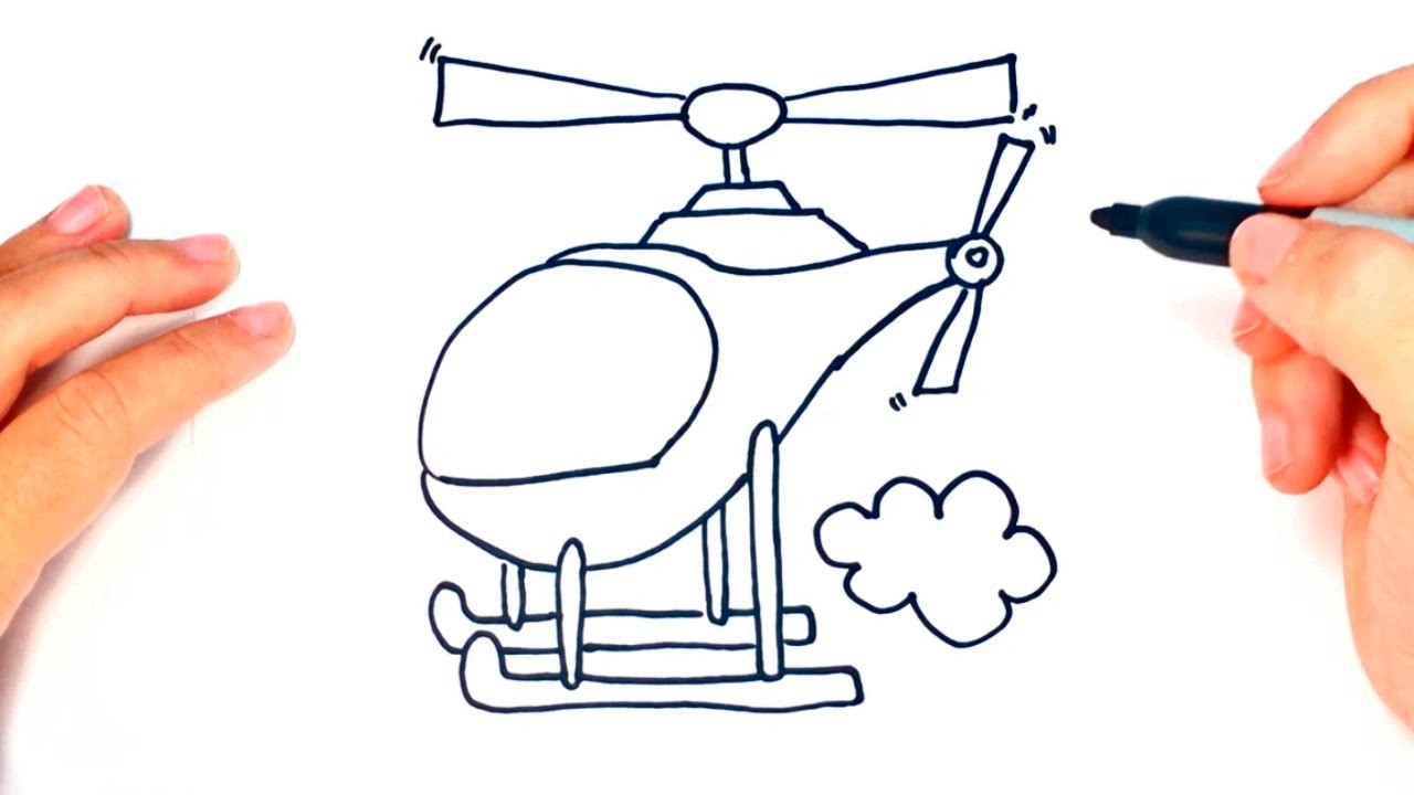 Cómo dibujar un Helicóptero paso a paso | Dibujo fácil de Helicóptero