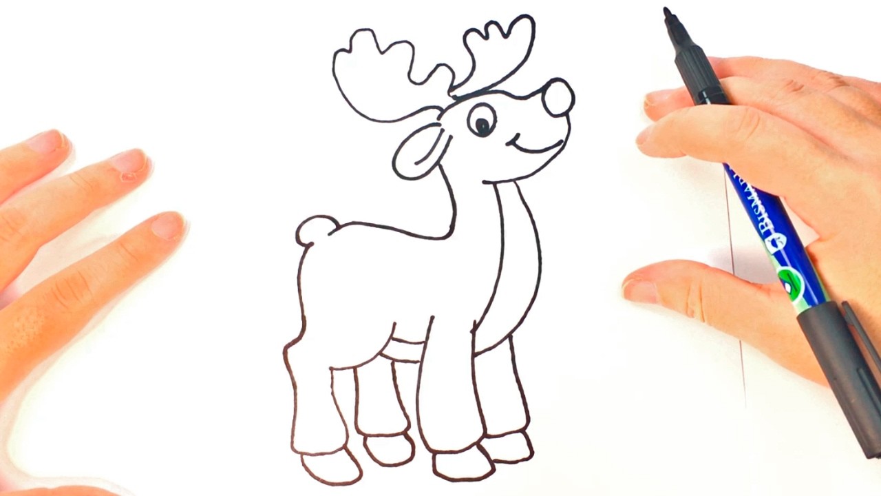 Cómo dibujar un Reno para niños | Dibujo de Reno paso a paso