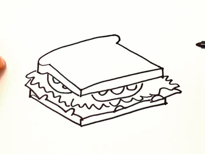 Cómo dibujar un Sandwich paso a paso | Dibujo fácil de Sandwich