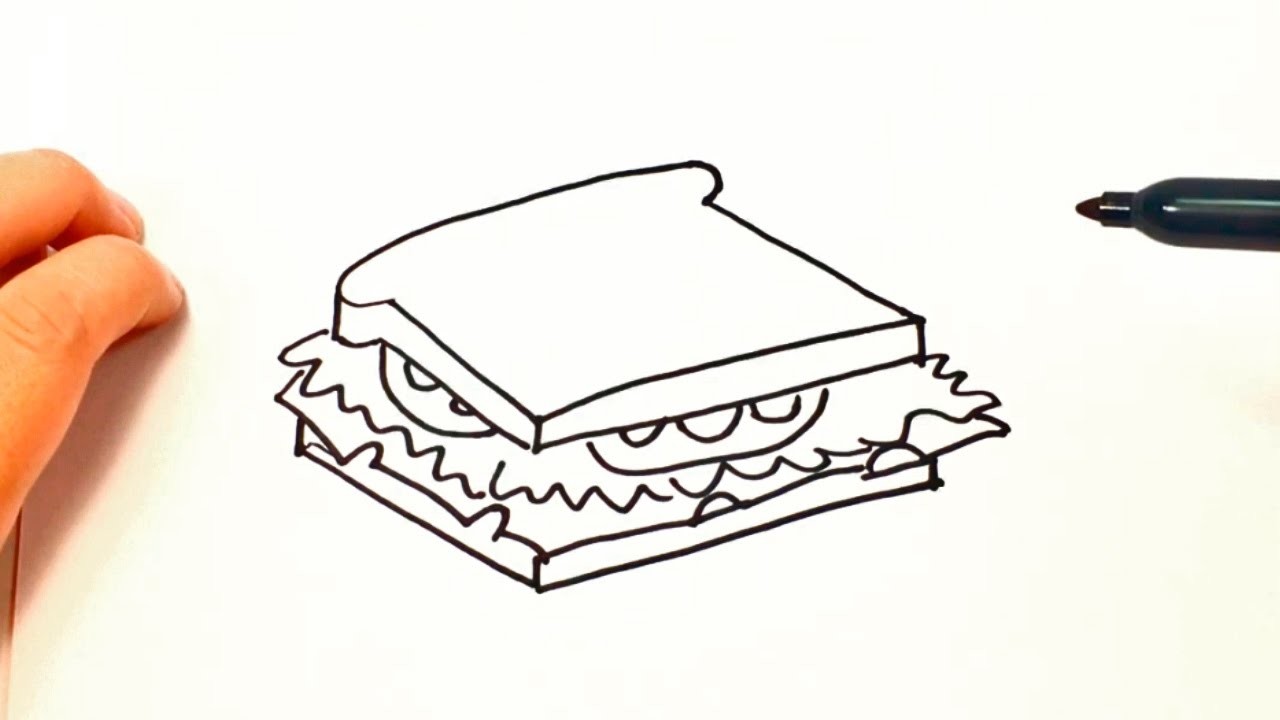 Cómo dibujar un Sandwich paso a paso | Dibujo fácil de Sandwich