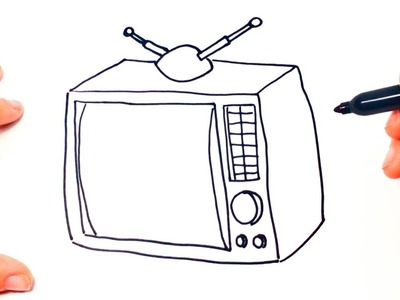 Cómo dibujar un Televisor o TV paso a paso | Dibujo fácil de Televisor o TV