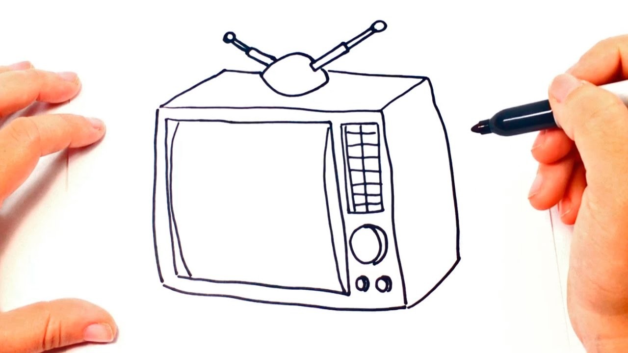 Cómo dibujar un Televisor o TV paso a paso | Dibujo fácil de Televisor o TV