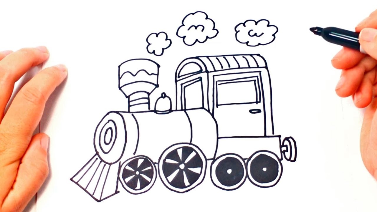 Cómo dibujar un Tren o Locomotora paso a paso | Dibujo fácil de Tren o Locomotora