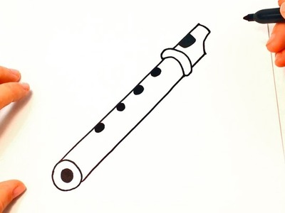 Cómo dibujar una Flauta paso a paso | Dibujo fácil de Flauta