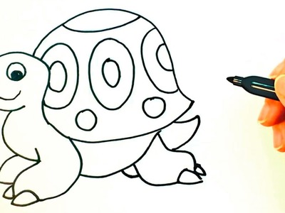 Cómo dibujar una Tortuga para niños | Dibujo de Tortuga paso a paso