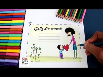 Cómo hacer un Dibujo para decorar tarjeta del Día de la Madre (para niños)