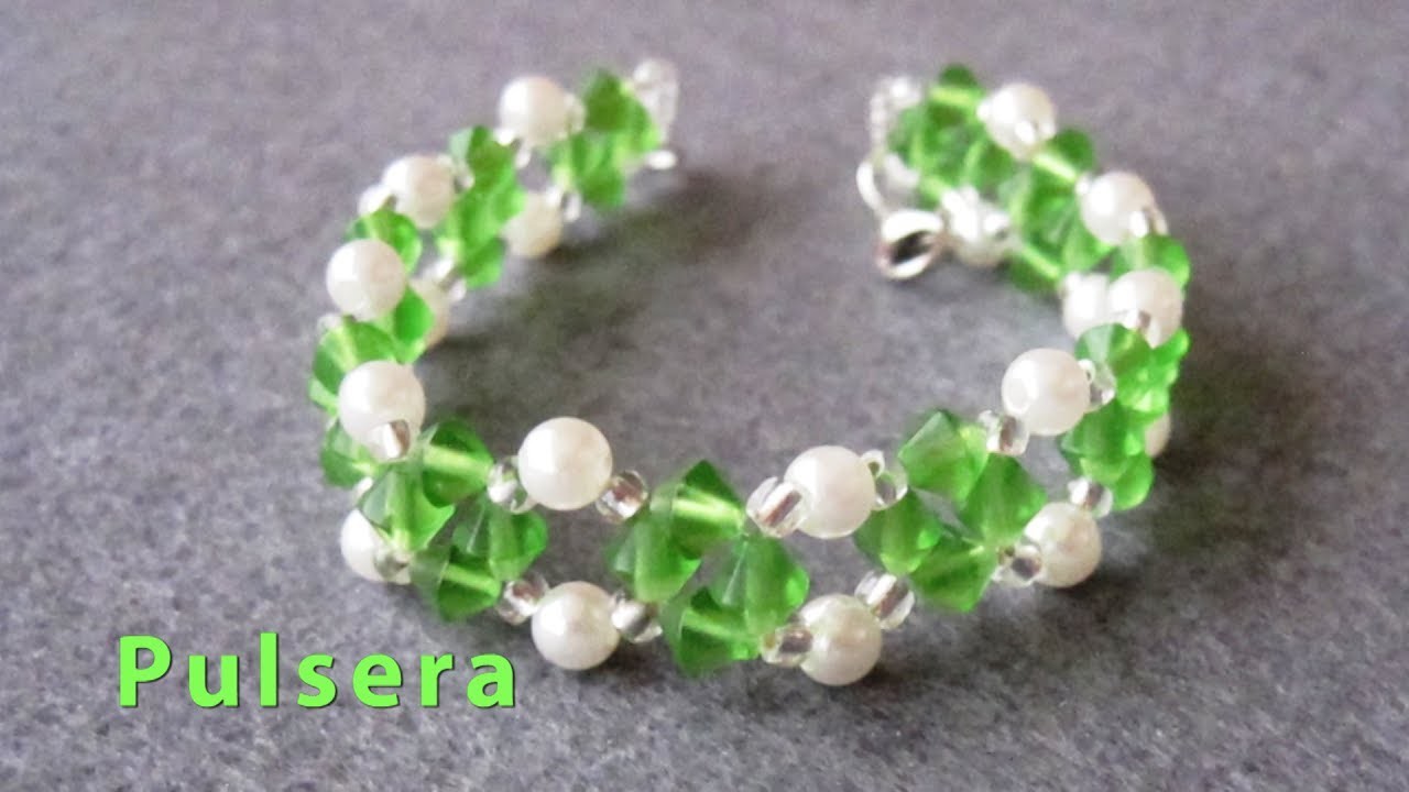 # DIY - Pulsera facil, de perlas, facetadas y cristalitos # - Easy bracelet