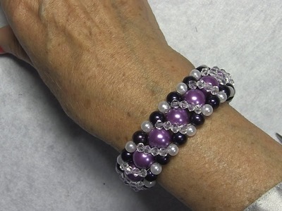 # DIY - Pulsera para el dia de la madre de perlas lilas y cristalitos