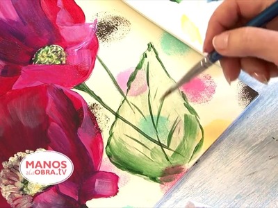 Pintar Flores en Acrilico - Cuadro Amapolas y Lunares -