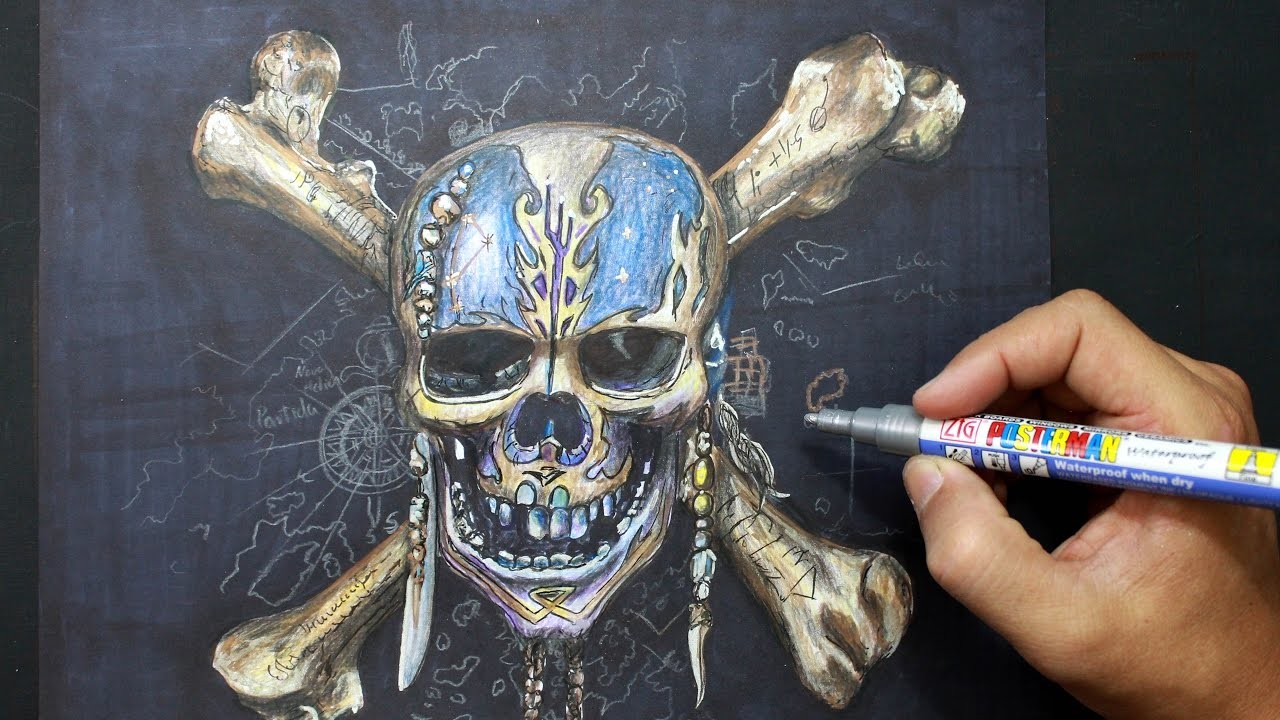 Pirates of the Caribbean - Drawing pirate skeleton - Dibujando esqueleto Piratas del Caribe