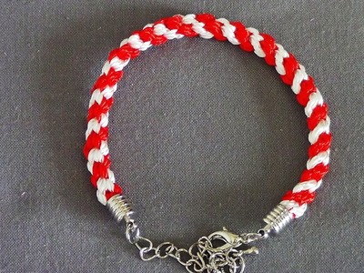 Pulsera Kumihimo rayas rojas y blancas