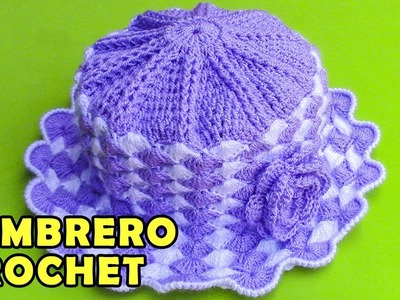 Sombrero tejido a crochet para bebé de 1 y 2 años paso a paso en punto abanicos