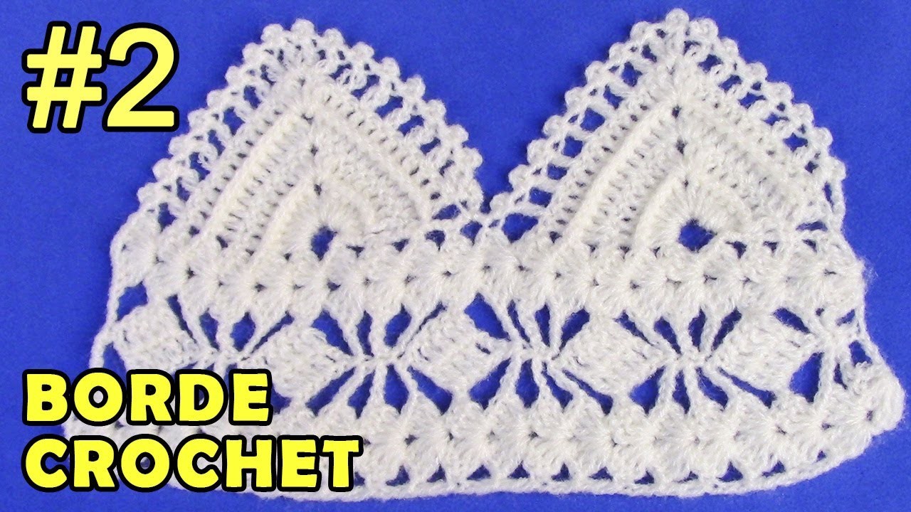 Borde #2 tejido a crochet, fácil de hacer en punto triángulos en relieves